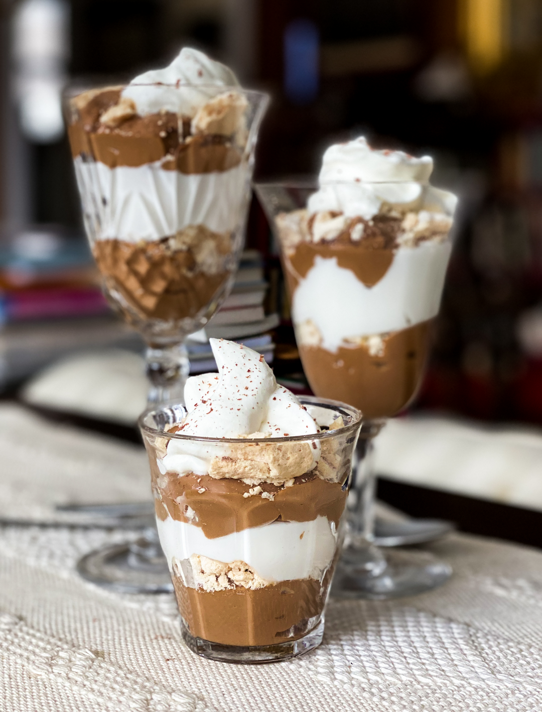 Malted Milk Chocolate Pudding with Crispy Meringue Crumbs