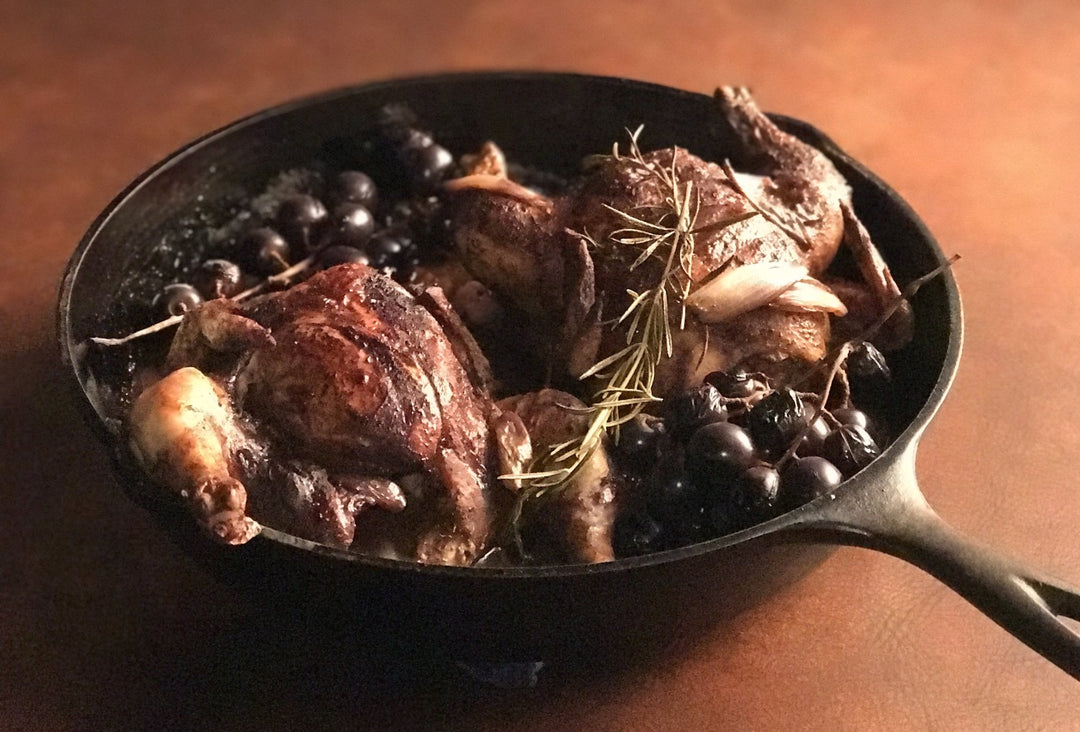 Recipe: Cocoa-Rubbed Cornish Game Hens with Roasted Grapes | raggedcoastchocolates