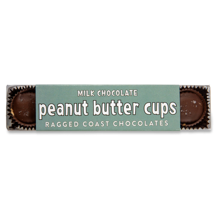 A package of Ragged Coast Chocolates Milk Chocolate Peanut Butter Cups with Maine sea salt.