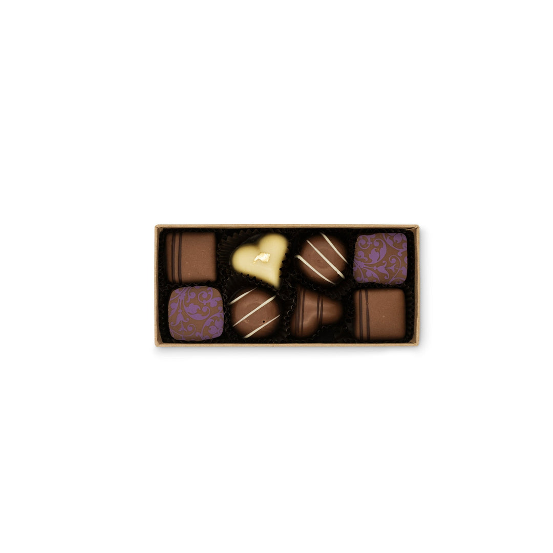 A box of Ragged Coast Chocolates Milk Chocolate Truffle Assortment on a white background.