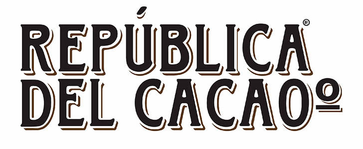 Logo of "república del cacao" featuring stylized text.
